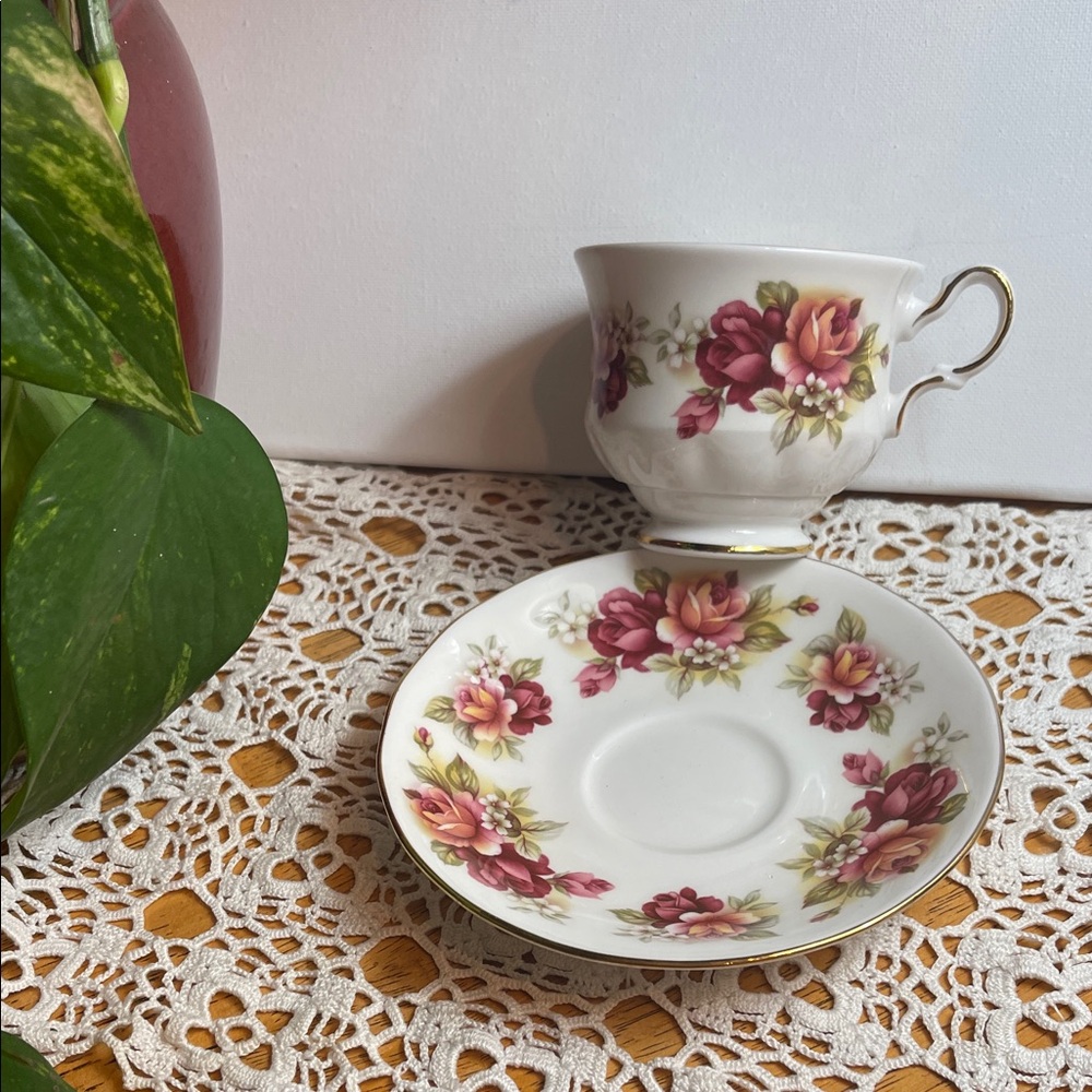 Vintage Floral Teacup and Saucer Set